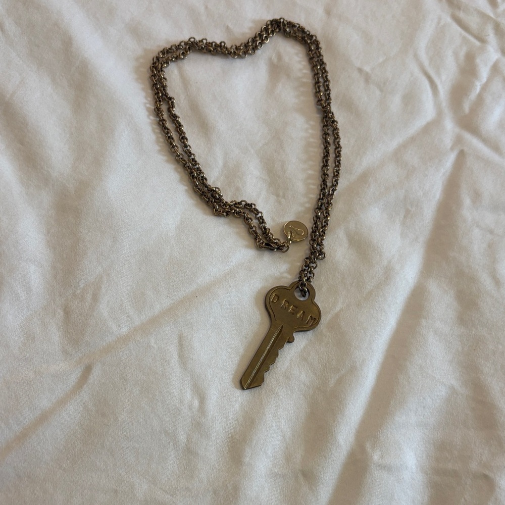 DREAM Key Pendant Necklace in Brass Tone